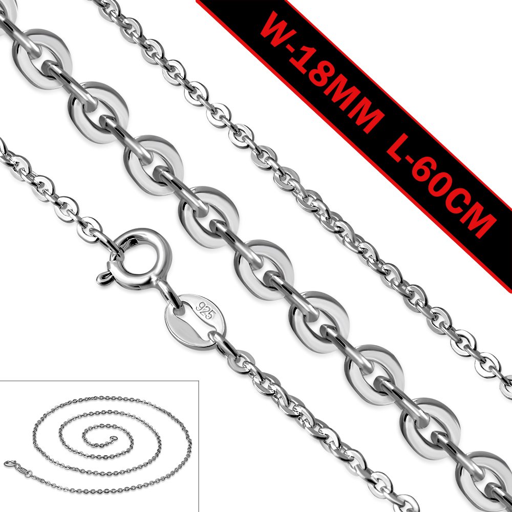 1.8mm-Wide 60cm-Long | Sterling Silver Hammered Chain