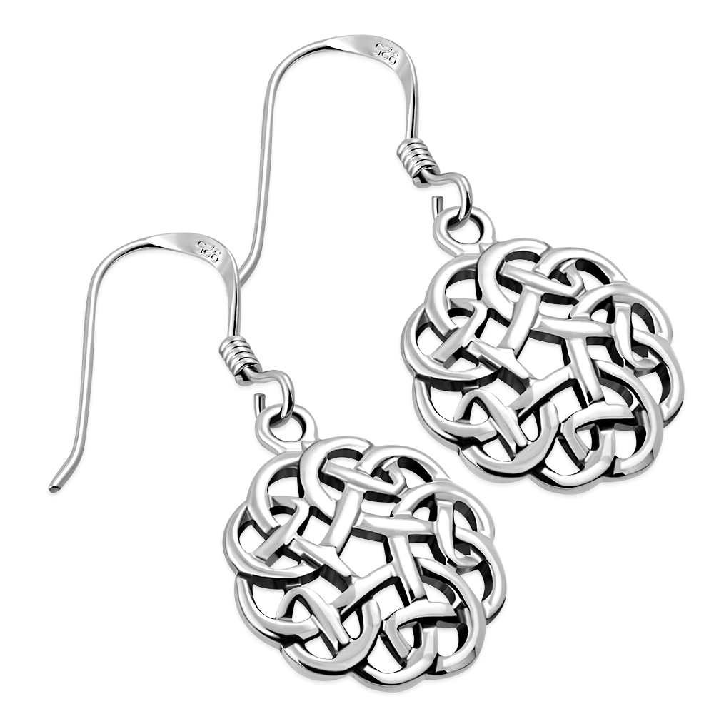 Celtic Knot Round Silver Earrings, ep187