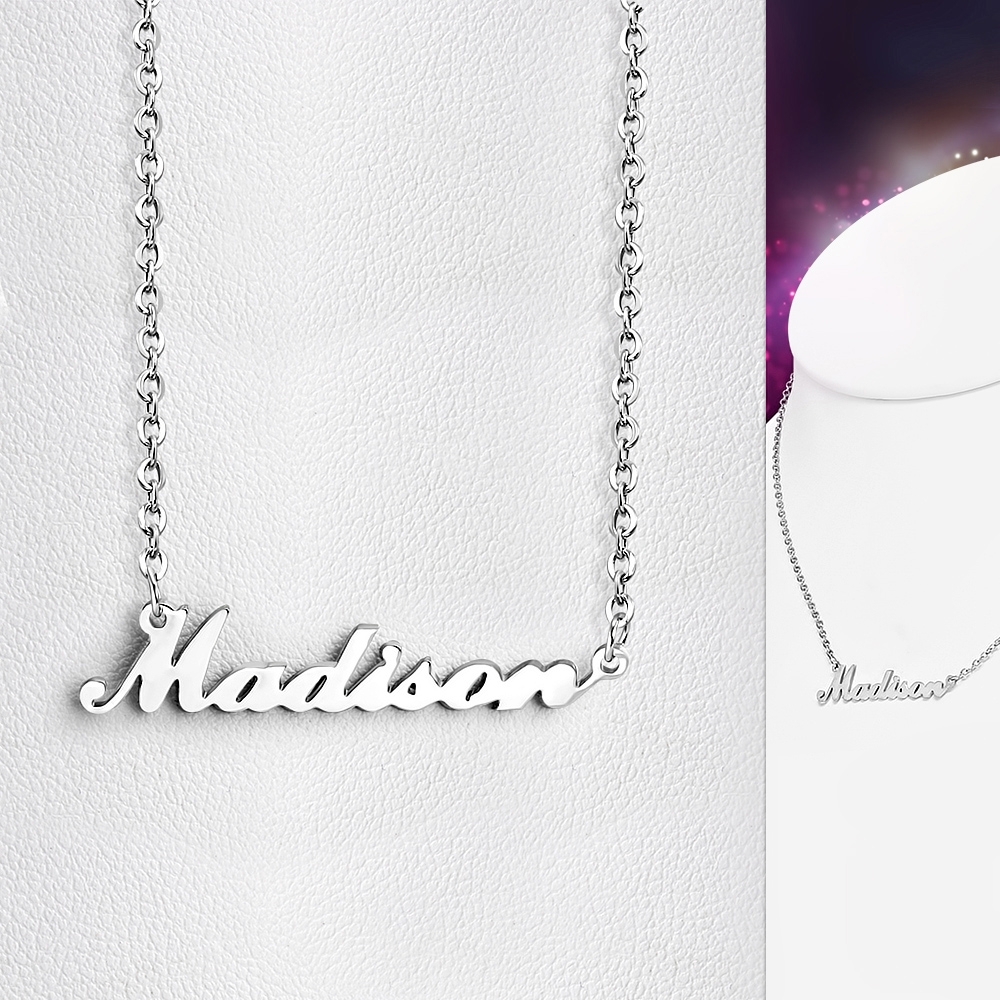 Stainless Steel Madison Name Personalized Charm Chain Necklace - MPV172