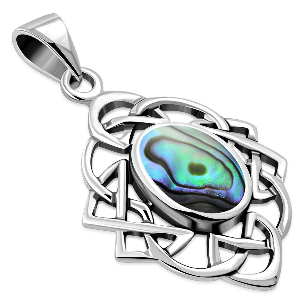 Abalone Celtic Knot Silver Pendant, p562