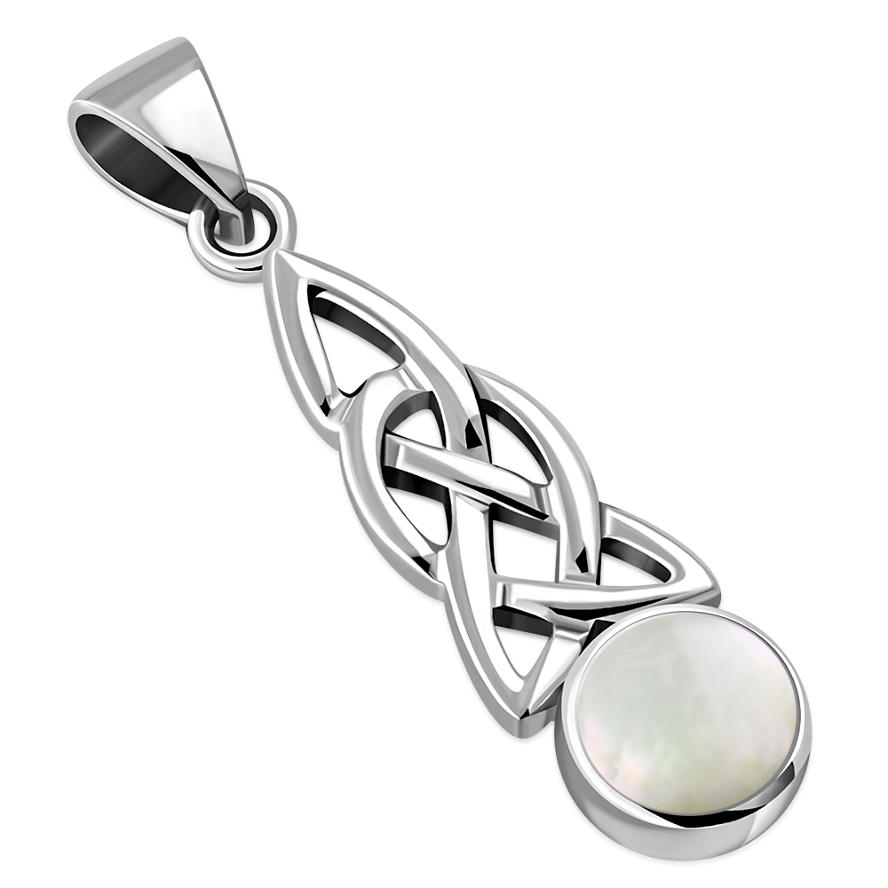 Mother of Pearl Celtic Knot Silver Pendant - p583