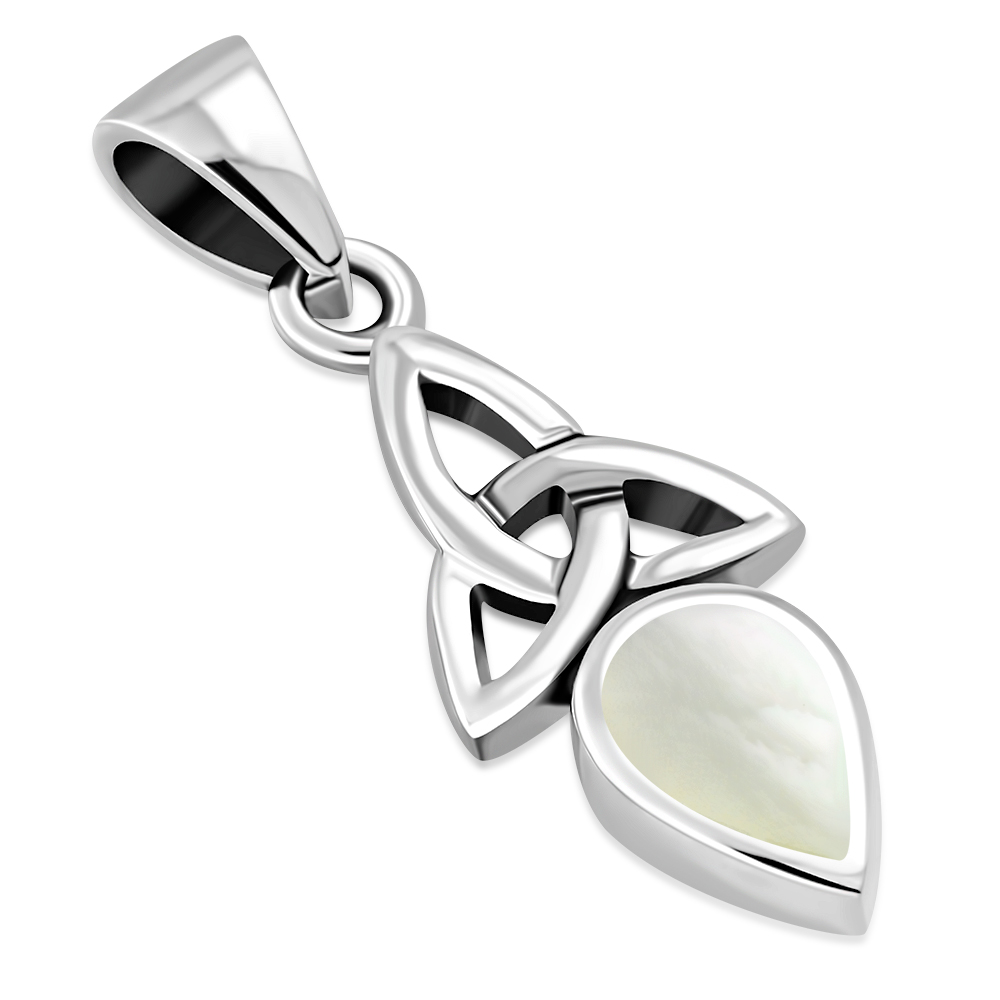 Mother of Pearl Tiny Celtic Trinity Knot Silver Pendant