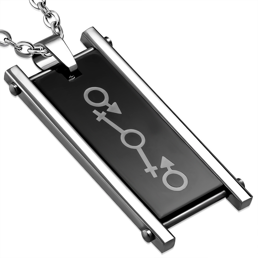 Stainless Steel 2-tone Gender Symbol Ladder Tag Charm Pendant - PBL220