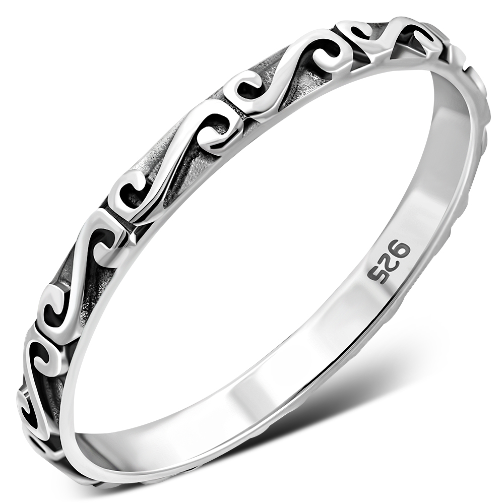 Thin Silver Spiral Band Ring, rp714