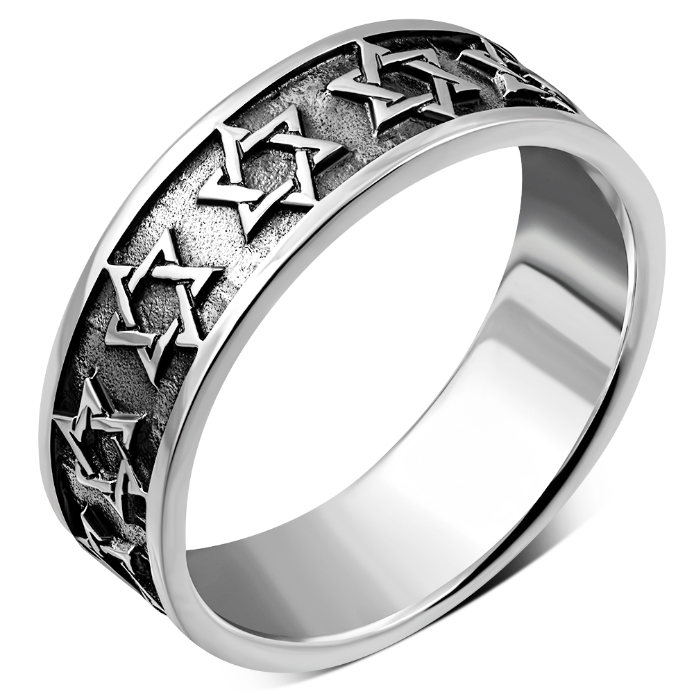 Star of David Sterling Silver Band Ring, rp894