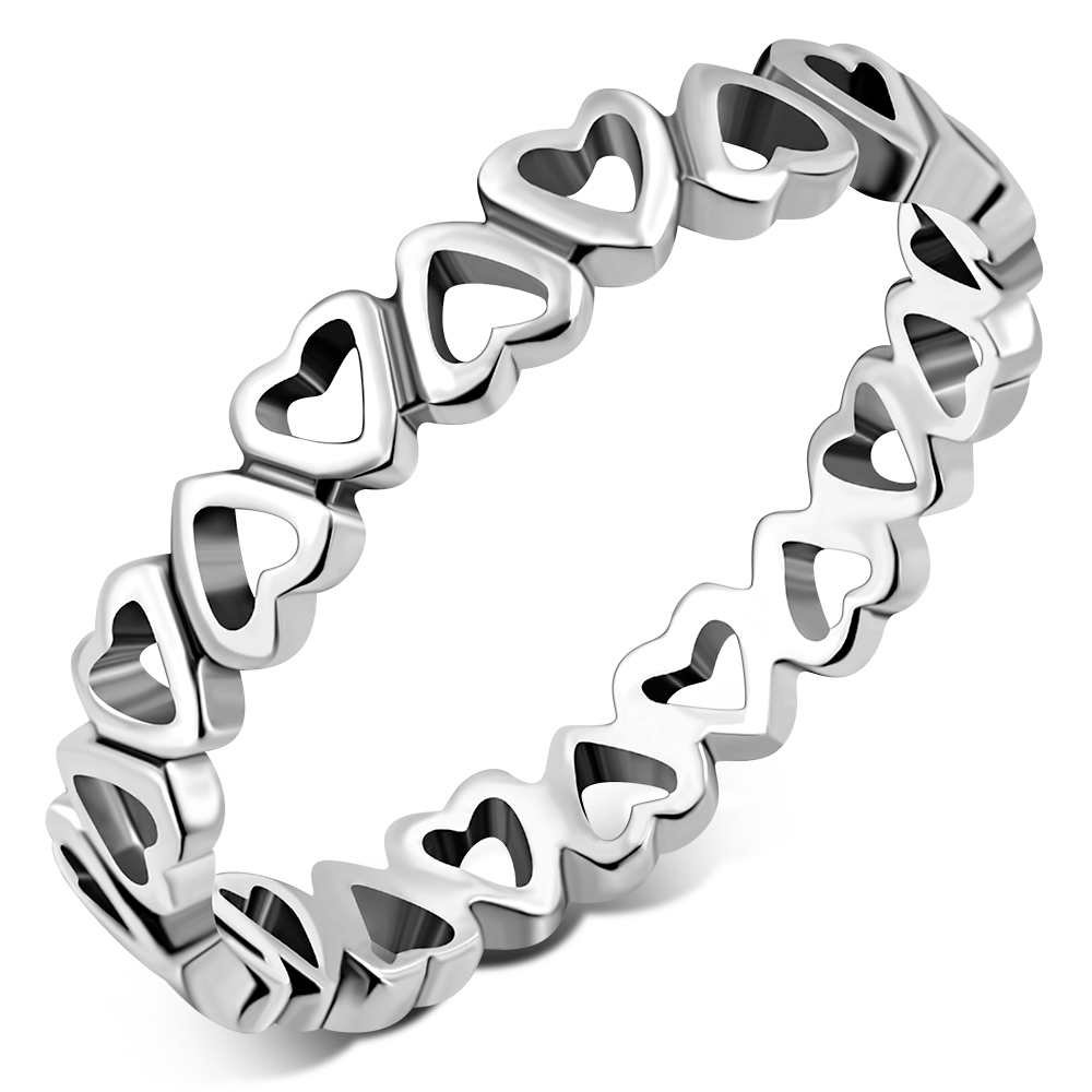 Hearts Band Silver Ring, rp896