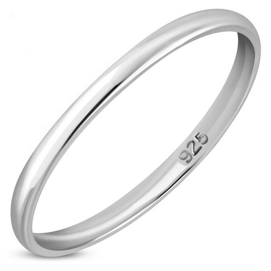 Plain Round Top Silver Wedding Ring, rp111