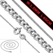1.5mm-Wide 60cm-Long | Sterling Silver Curb Cuban Chain