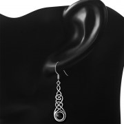 Black Onyx Celtic Long Earrings - e297