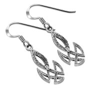 Long Celtic Knot Plain Solid Silver Earrings, ep108