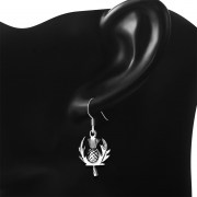Thistle Flower Plain Silver Earrings, ep160