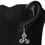 Celtic Triskele Triple Spiral Plain Silver Earrings, ep237