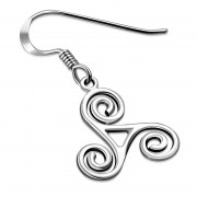 Celtic Triskele Triple Spiral Plain Silver Earrings, ep237