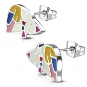 Stainless Steel Enameled Colorful Sleeping Mouse Stud Earrings (pair) - ERR367