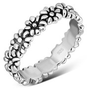 Silver Flower Band Ring, rp772