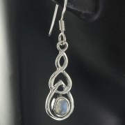 Celtic Knot Earrings w Rainbow Moon Stone, 925 Silver, e299