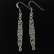 Long Celtic Knot Plain Silver Earrings, ep194