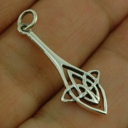 Long Solid Silver Celtic Knot Pendant, pn516