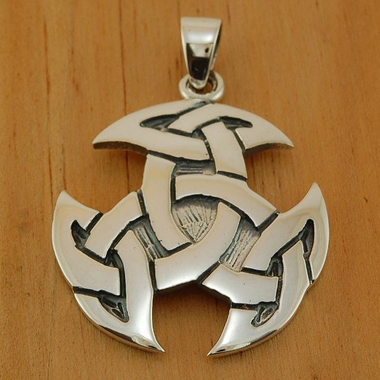 Solid Silver Large Celtic Trinity Knot Pendant, pn204
