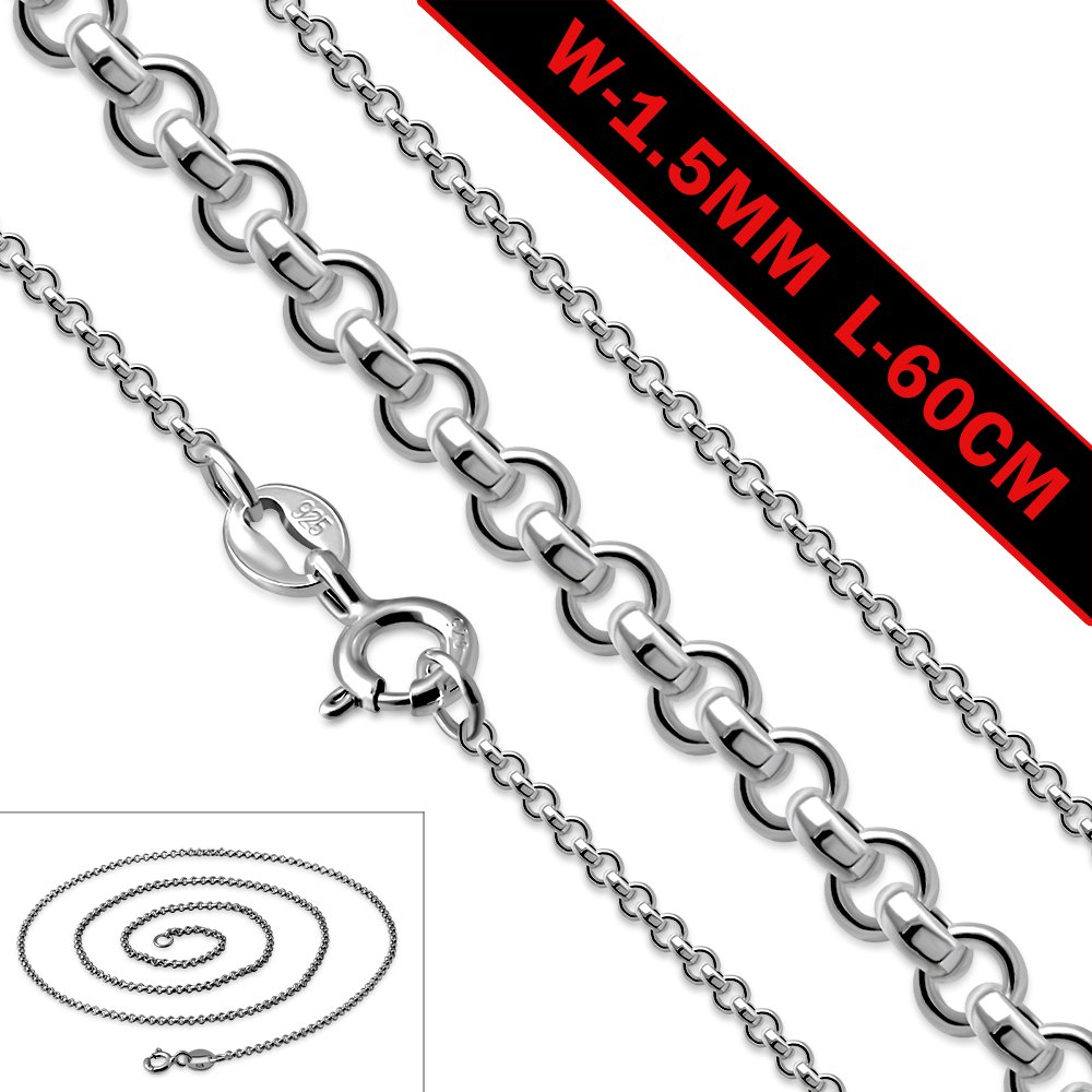 Silver Chains: 1.5mm-Wide 60cm-Long | Sterling Silver Rolo Link Chain
