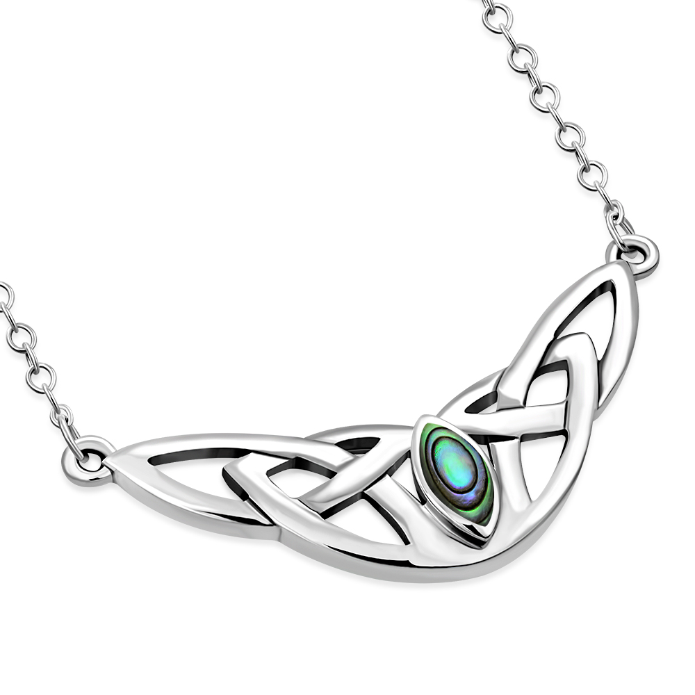 Abalone Shell Celtic Knot Sterling Silver Necklace 42cm / 16.5 Inch