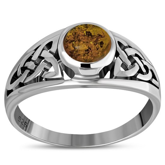 Solid Sterling Silver, Details about   Celtic Knot Silver Ring set w Baltic Amber Mix US Size 