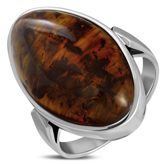Stone Rings: Large Baltic Amber Women's Ring, r451