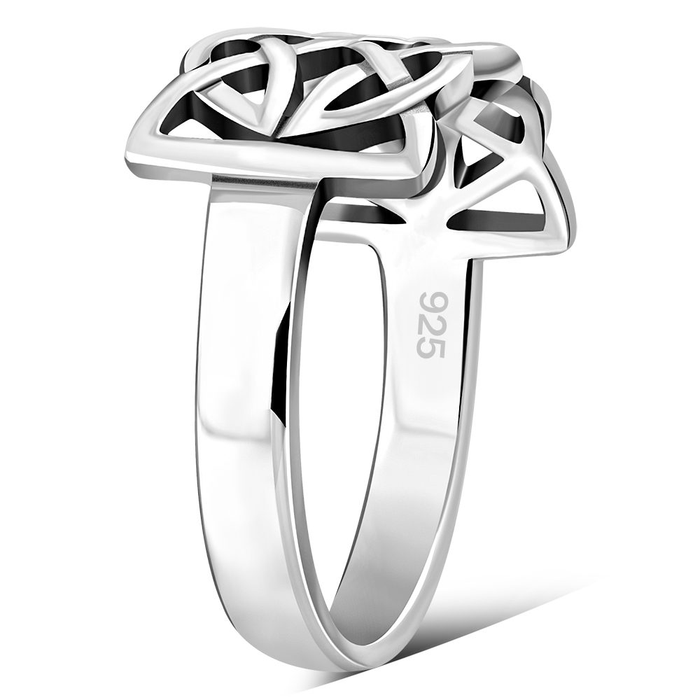 Plain Celtic Trinity Knot Sterling Silver 925 Ring - Band Style - Multiple Sizes