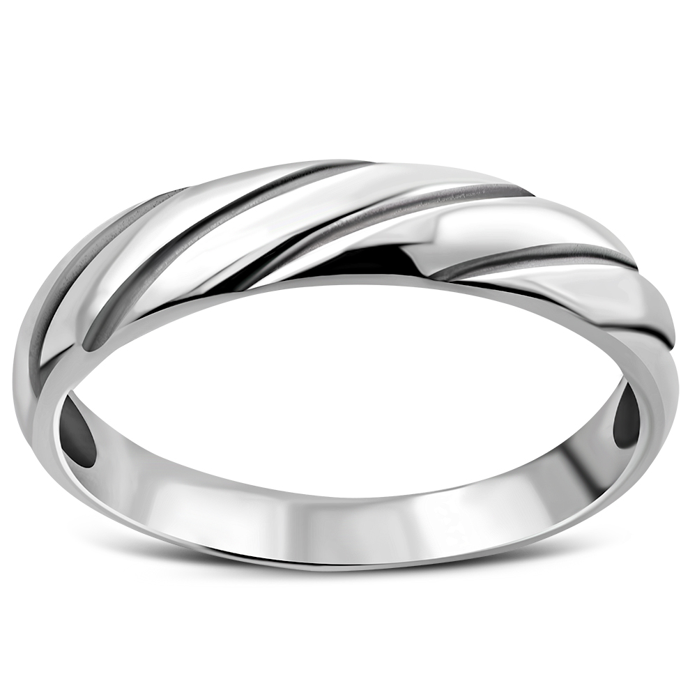 Solid 925 Sterling Silver Men's Ring With Zircon - Wedding Engagement Band