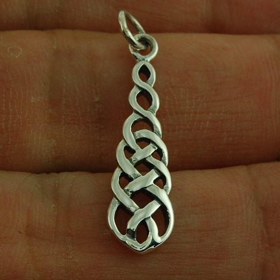 Plain Pendants: Long Celtic Knot Plain Silver Pendant, pn532