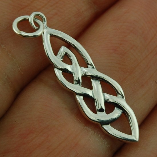 Celtic Plain Pendants Long Sterling Silver Celtic Knot Pendant, pn570