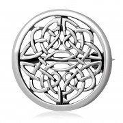  Round Celtic Knot Silver Brooch - br15