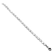Mother Of Pearl Shell Square & Circle Links Silver Bracelet, cb301