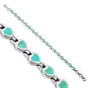 Turquoise Love Heart Links Silver Bracelet, cb304