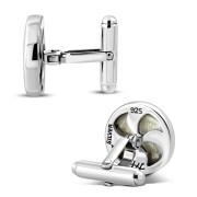 Sterling Silver Round Circle Mother of Pearl Shell Cufflinks, cf003