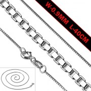 0.90mm-Wide 40cm-Long | Sterling Silver Box Chain