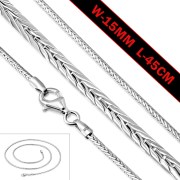 1.8mm-Wide 45cm-Long | Sterling Silver Fox Tail Round Chain