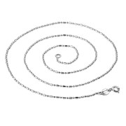1.2mm-Wide 50cm-Long | Sterling Silver Oval Round Diamond Cut Mixed Ball Link Chain