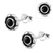 6pairs Black Onyx Sterling Silver Earrings - e170