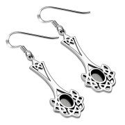 Long Rainbow Moonstone Celtic Knot Silver Earrings Set - e184