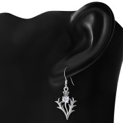 CZ Silver Scottish Thistle Earrings Set - e255