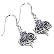 Amethyst CZ Scottish Thistle Earrings - e296