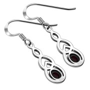 Garnet Celtic Knot Silver Earrings - e299