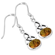 Baltic Amber Celtic Trinity Knot Silver Earrings - e300