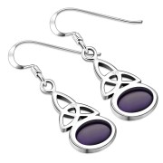 Amethyst Stone Celtic Trinity Knot Silver Earrings - e300