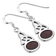 Garnet Stone Celtic Trinity Knot Silver Earrings - e300