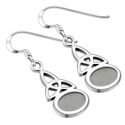 Rainbow Moon Stone Celtic Trinity Knot Silver Earrings - e300