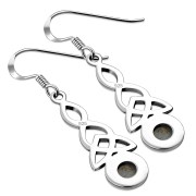 Long Labradorite Trinity Knot Silver Earrings - e301