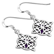 Amethyst Stone Celtic Knot Silver Earrings - e303