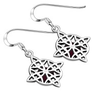 Garnet Celtic Knot Silver Earrings - e303
